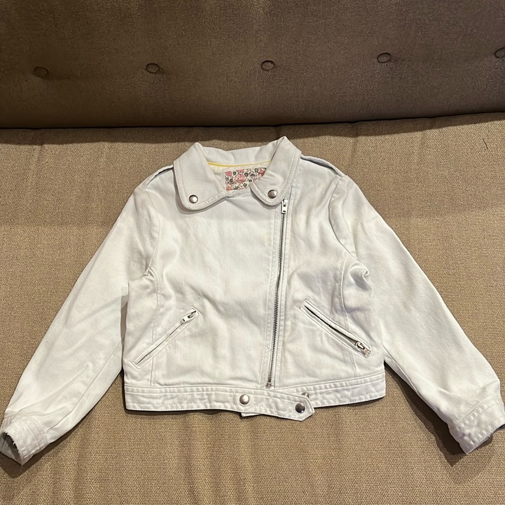 Bonpoint white denim jacket girls size 4Y